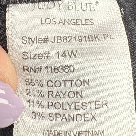 EUC Women's JUDY BLUE Rayann Buffalo Plaid Patch Jeans Faded Black | Size 14 W - Picture 12 of 13